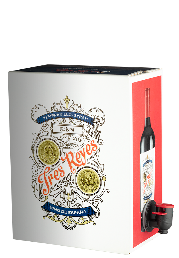 Tres Reyes Tempranillo-Syrah Bag-in-Box - 3,0 L (2022) - Bodegas y Viñedos Muñoz - Rotwein aus Spanien - Weinfreunde